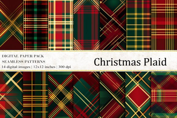Christmas Plaid Digital Papers for Creative Projects