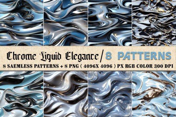 Chrome Liquid Elegance 8 Patterns: Elevating Brand Identity with Modern Textures