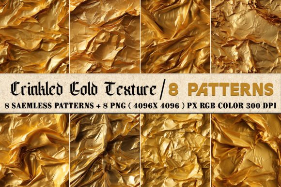 Crinkled Gold Texture 8 Patterns