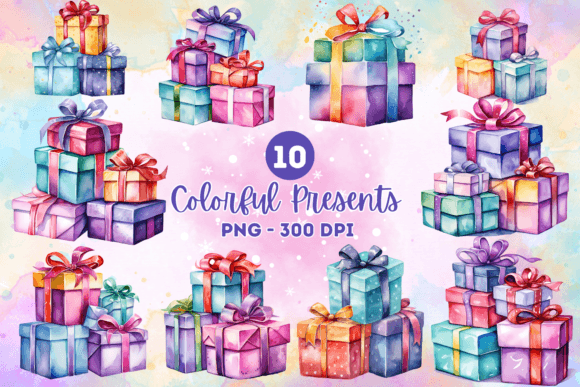 Evaluating Colorful Present Watercolor Clipart for Personal and Professional Design Projects