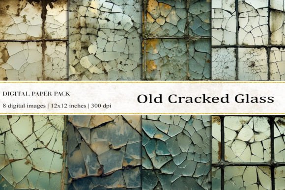 Old Cracked Glass Digital Papers