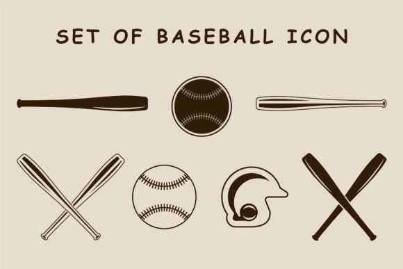 Set of Isolated Baseball Icon Vector