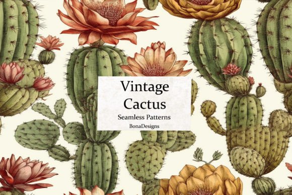 Vintage Cactus Seamless Pattern