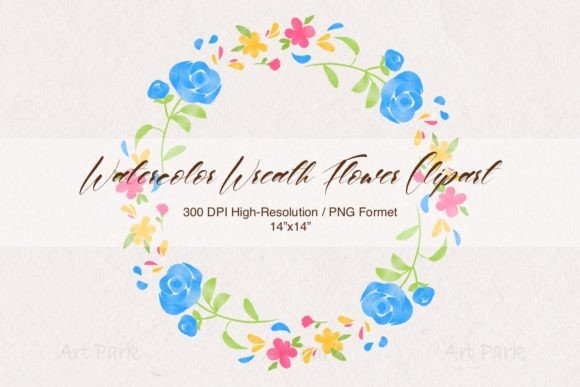 Watercolor Wreath Flower Clipart